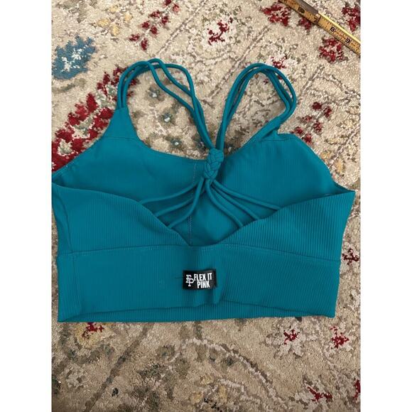Flex It Pink Green Sports Bra Size Medium - Picture 4 of 6
